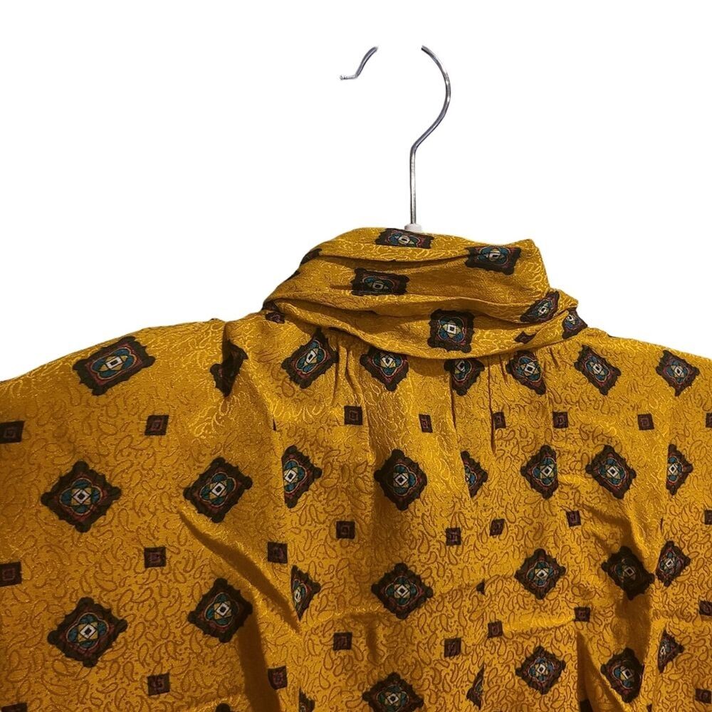Mark Shale Vtg Gold Diamond Silk Blouse - Picture 3 of 7